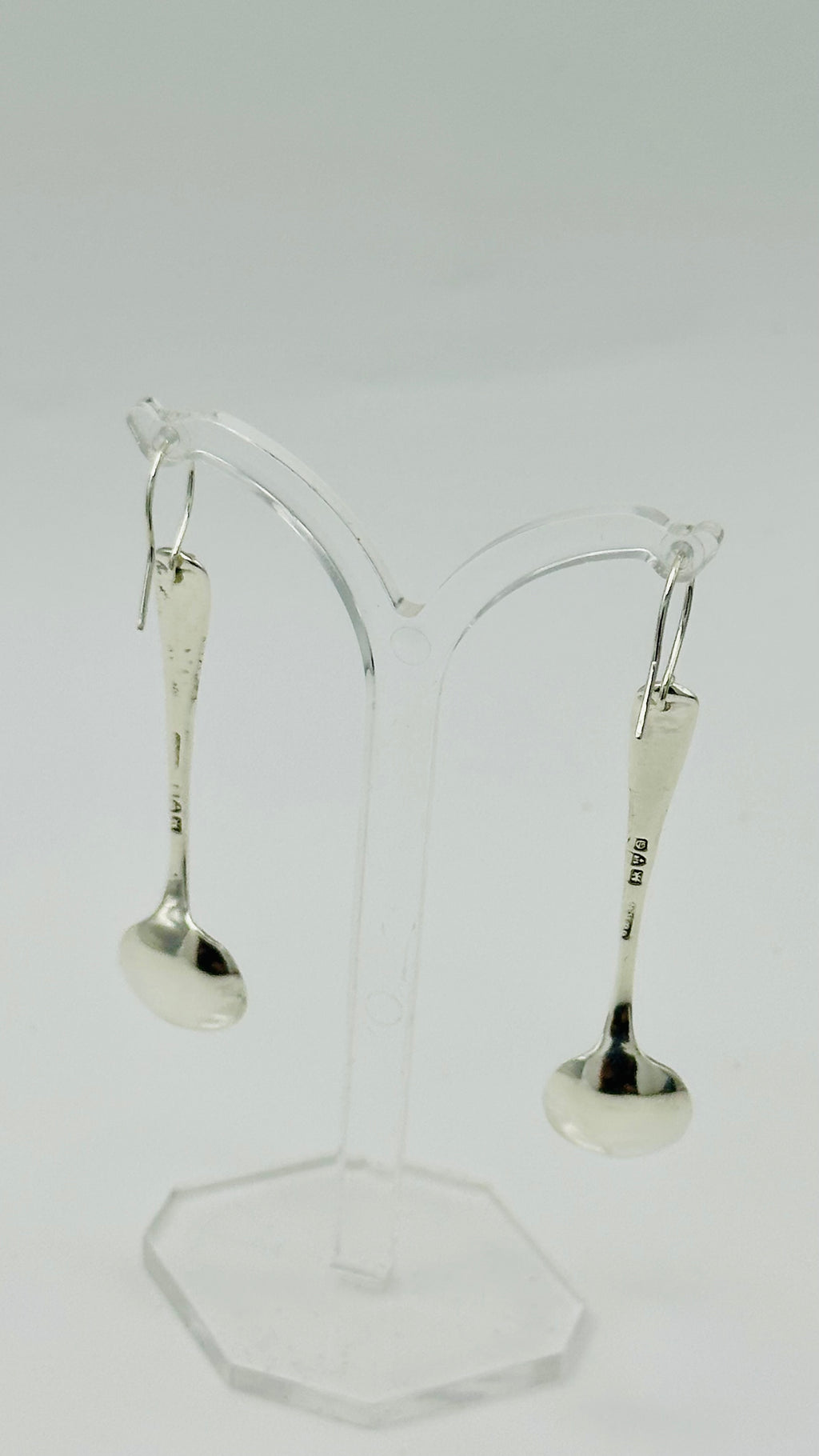 Antique Victorian Hallmarked Silver Salt Spoon Earrings