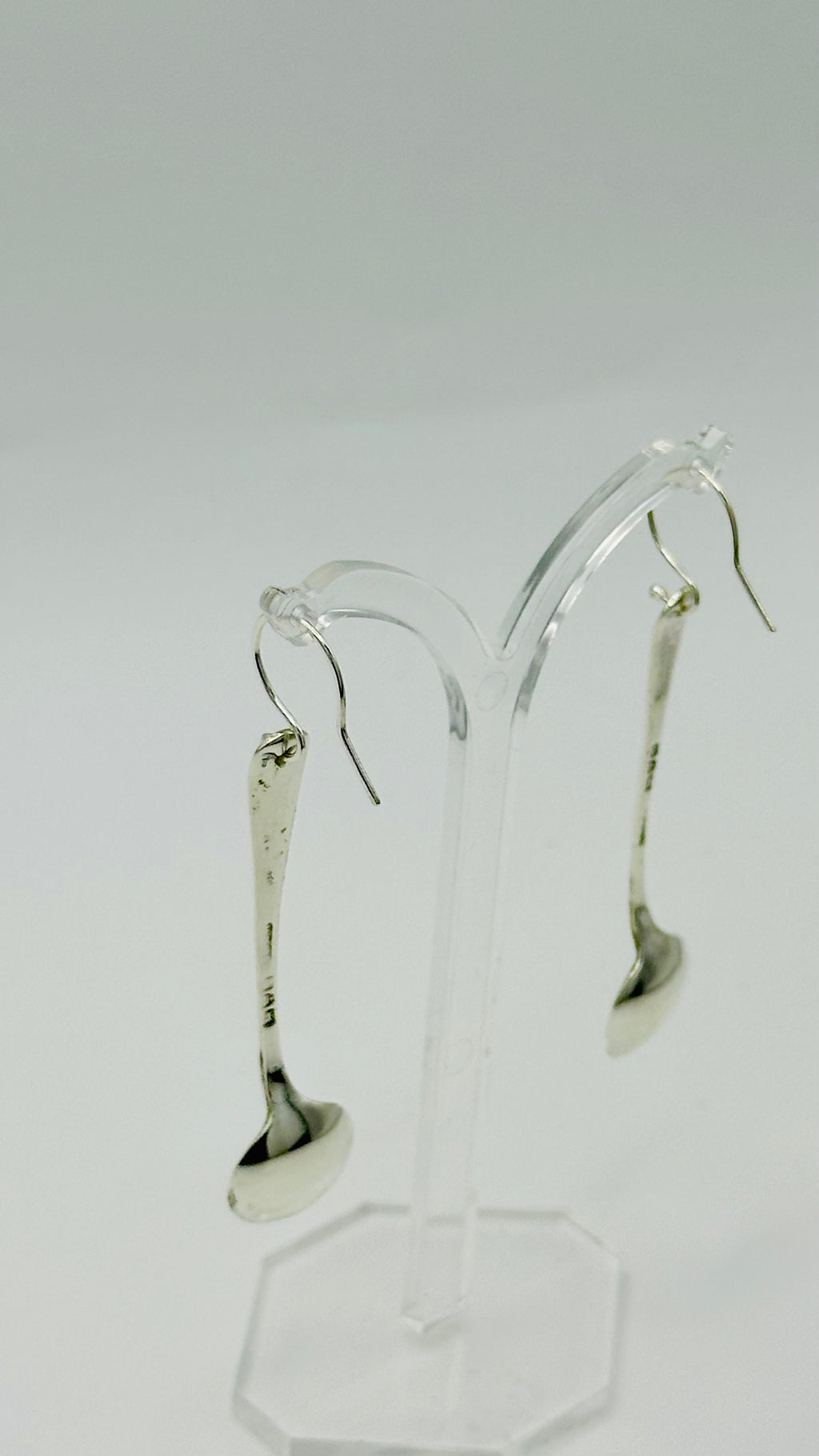 Antique Victorian Hallmarked Silver Salt Spoon Earrings