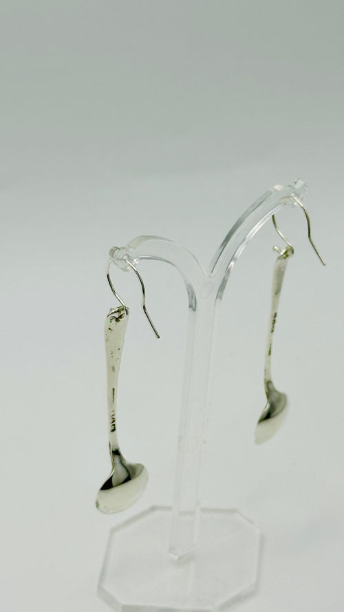Antique Victorian Hallmarked Silver Salt Spoon Earrings
