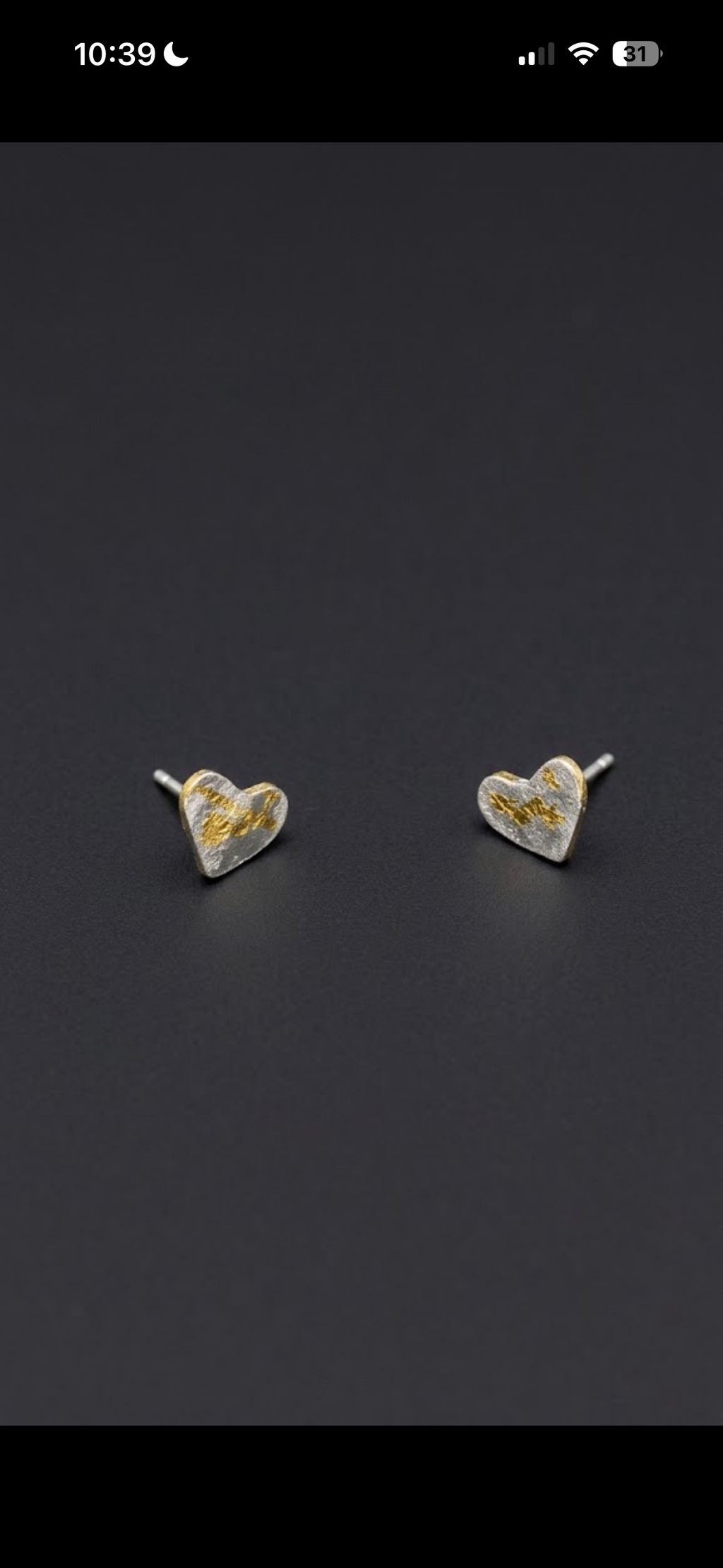 Small reticulated Keum Boo Heart Studs