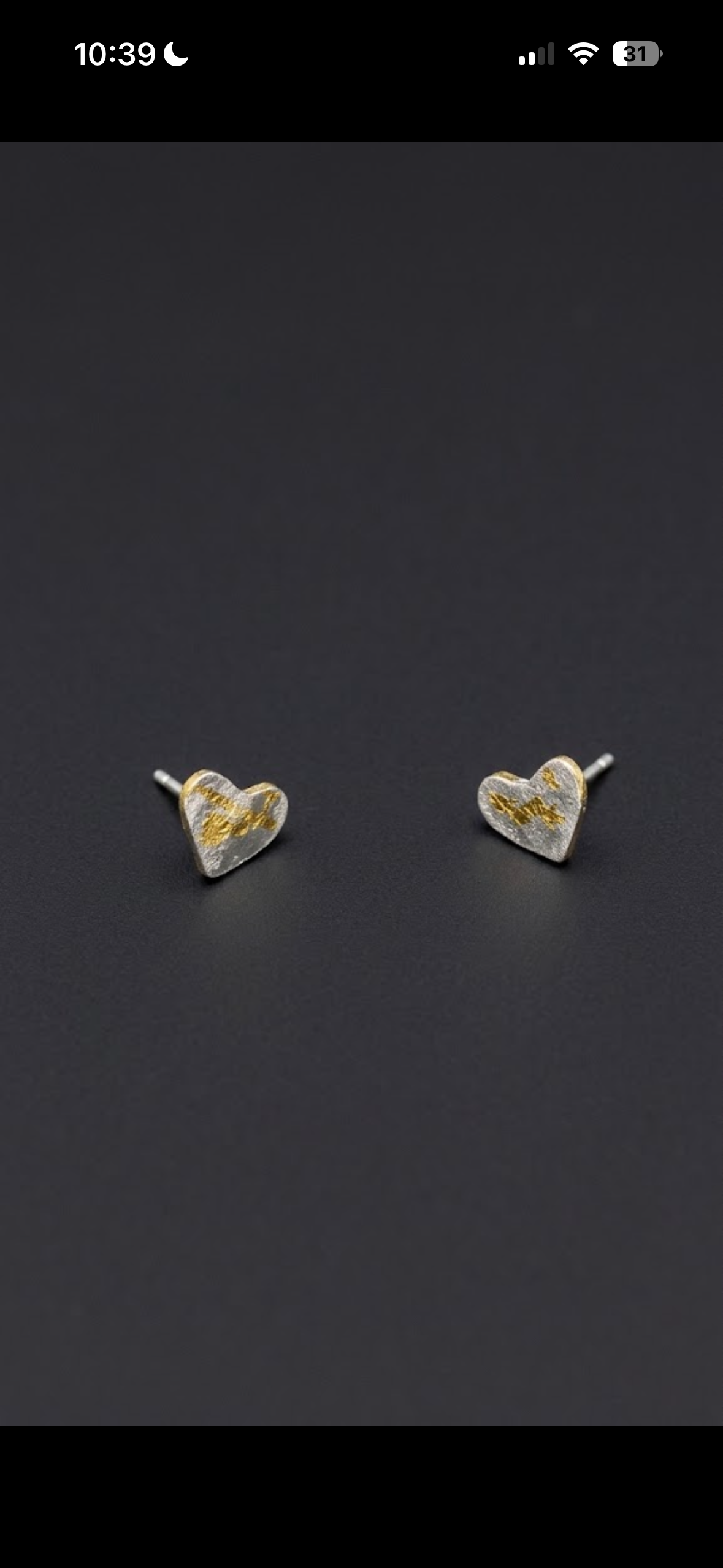 Small reticulated Keum Boo Heart Studs