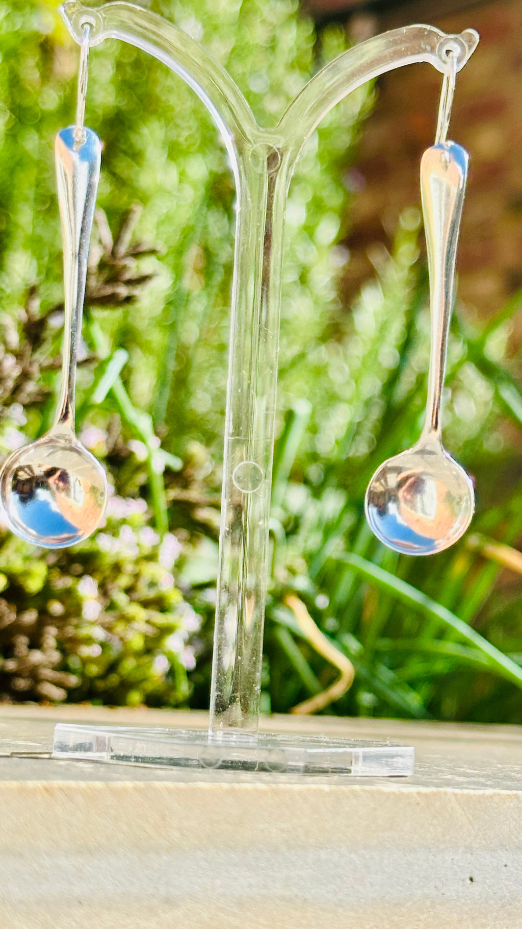 Antique Victorian Hallmarked Silver Salt Spoon Earrings